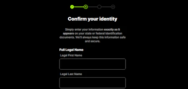 Image of the sign-up and ID verification page on DraftKings Predictions.