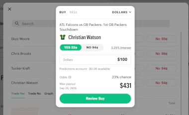 Image of Watson TD prop on Kalshi.