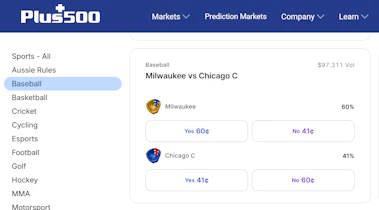 Image of Plus500 game market.