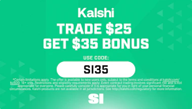 Image of the Kalshi promo code SI35 offer: Trade $25, Get $35 bonus.