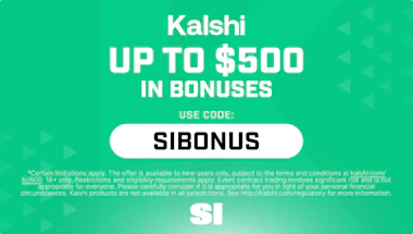 Image of the Kalshi promo code offer: Up to $500 in bonuses.