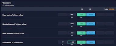 Image of a Lionel Messi goal prop on ProphetX.&nbsp;