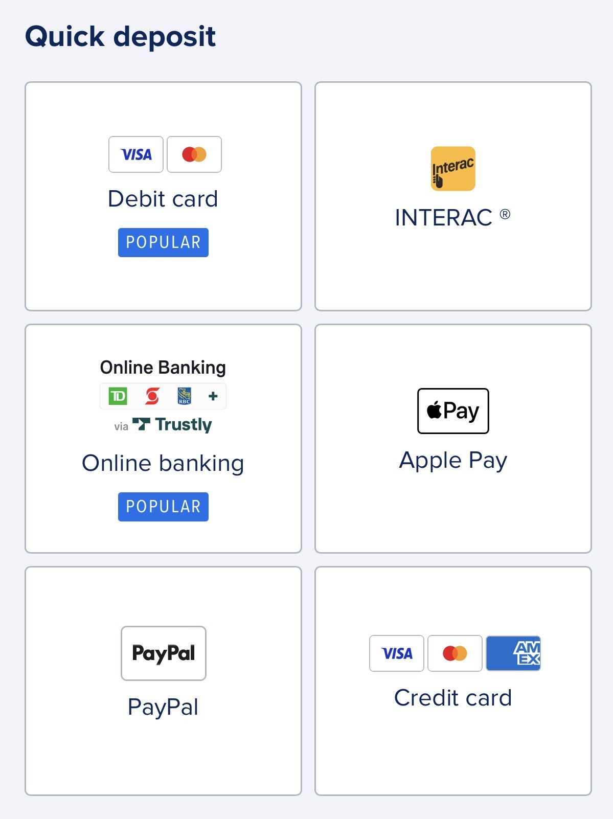 Image of FanDuel deposit options.