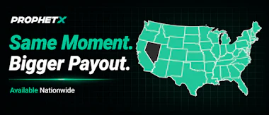Image of ProphetX prediction market legal states. NV is blacked out.