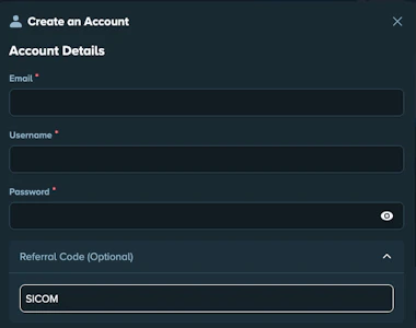 Enter the Stake referral code SICOM at registration.&nbsp;