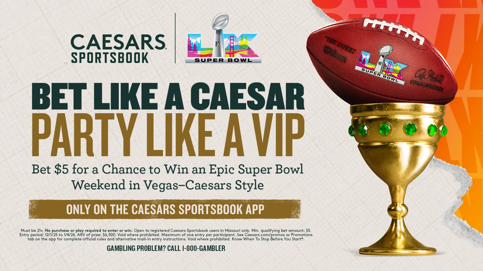 Party Like a Caesar Super Bowl Promotion Caesars Sportsbook