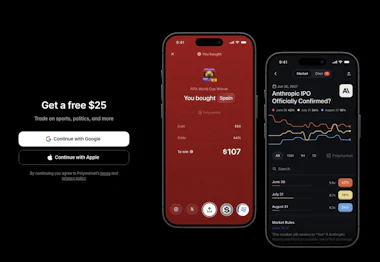 The Polymarket Free $25 landing page when you click on one of our verified links.