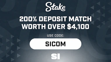 Stake promo code SICOM for over $4,100 in bonuses.
